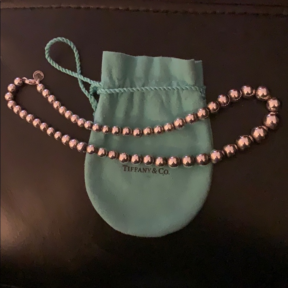 Tiffany and Co graduated silver ball necklace